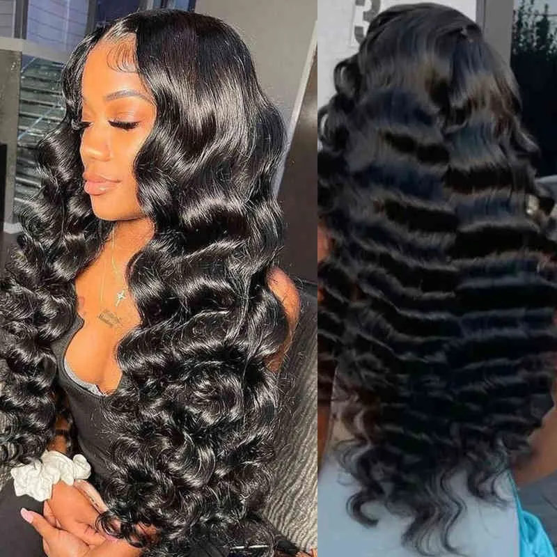 Loose Deep Wave Wig 13x6 Lace Front 4x4 5x5 Sluiting Human Hair S 13x4 Al 150 180 30 inch 220608