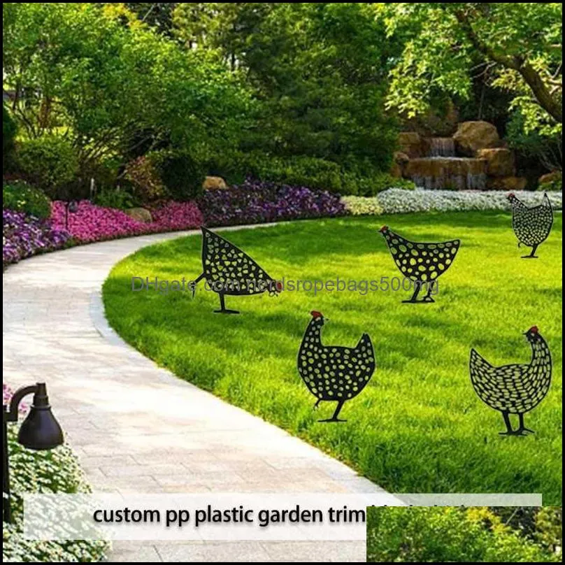 Garden Decorations 1PC Hen Chicken Yard Statue Creative Art Decorative Lawn Stakes Metal Rooster Anim Gardening Ornaments