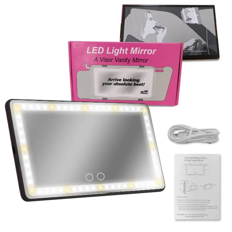 Interior Decorations Car Led Makeup Mirror Vanity With 60 Lights 2 Lighting Mode Rear Sun Visor Accessories