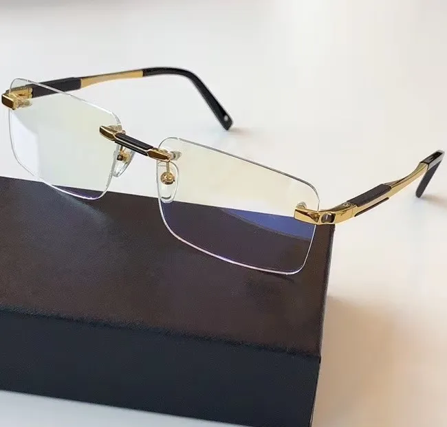 Erkekler iş rimless optik gözlük çerçeveleri marka tasarımcısı kare erkek gözlük çerçevesi reçeteli lens için manzara çerçeveleri mb0349 myopia gözlükleri kutu