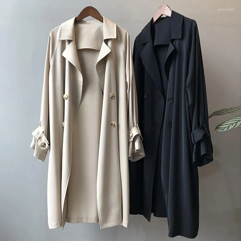 Women's Trench Coats 2023 Spring Long Coat Women Double Breasted Slim Female Outwear Fashion Windbreaker