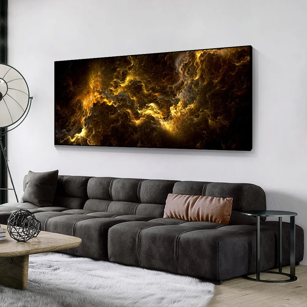 Modern Nordic Golden Canvas The Range Wall Art Abstract Poster And Print For Living Room Home