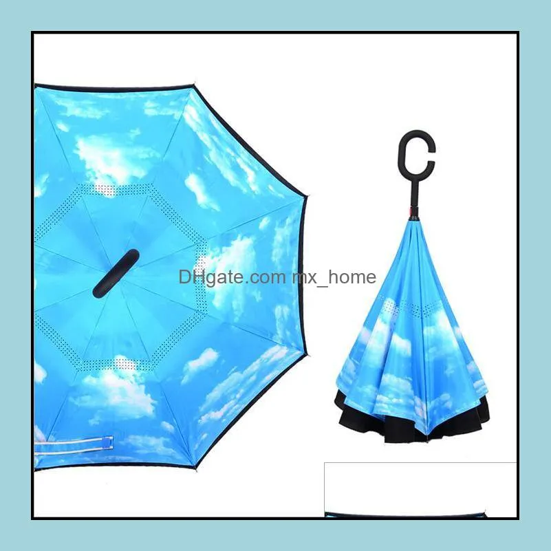 inverted umbrella double layer reverse rainy sunny umbrella with c handle self standing inside out special design free ship