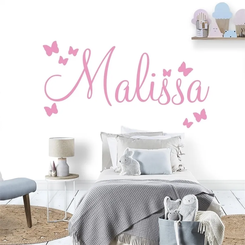 Nome personalizado personalizado adesivo de parede maior para os adesivos de decoração de sala de babys decalques infantil garotas decoração de quarto decalque mural 220727