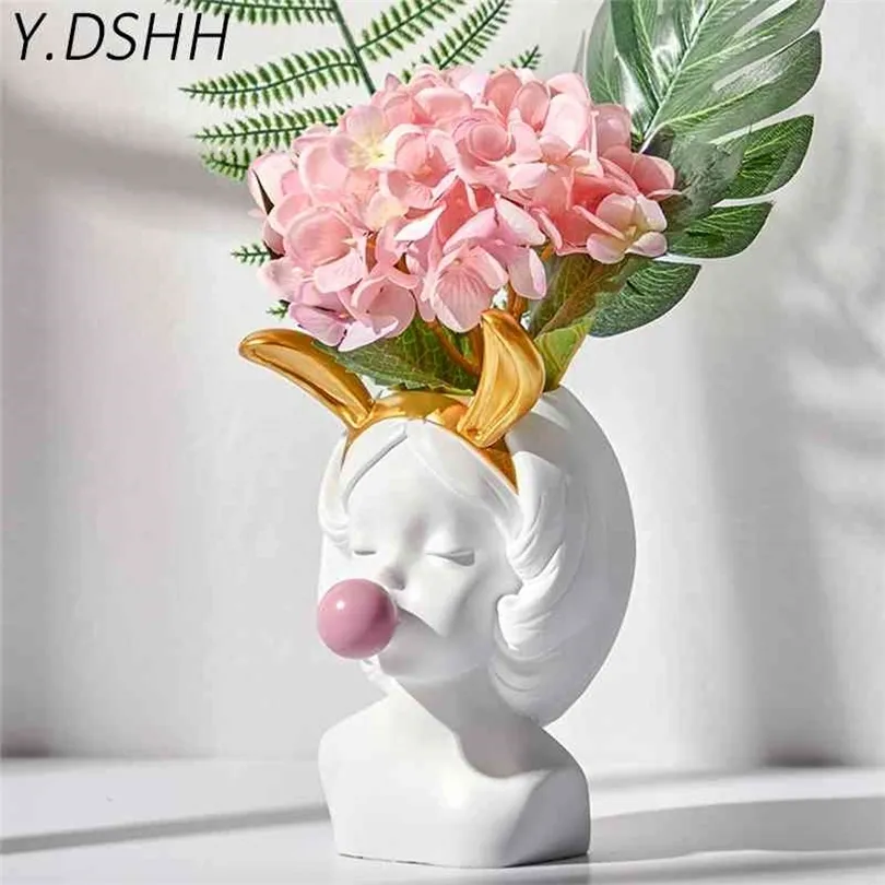 Y.DSHH Mini créatif style nordique résine fleur vase décoration maison vases décoratifs pour fleurs pot petit vase de table vintage 210409