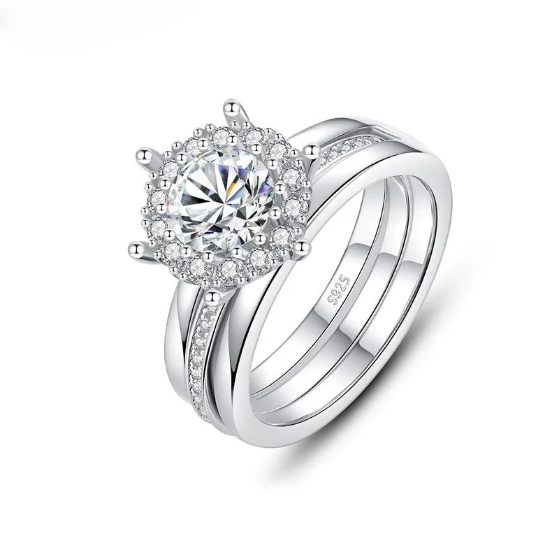Anelli a grappolo alla moda 100% 925 Sterling Silver Cut 2 D Color Moissantic Engagement for Women Elegant Party Jewelry Fine gioiello