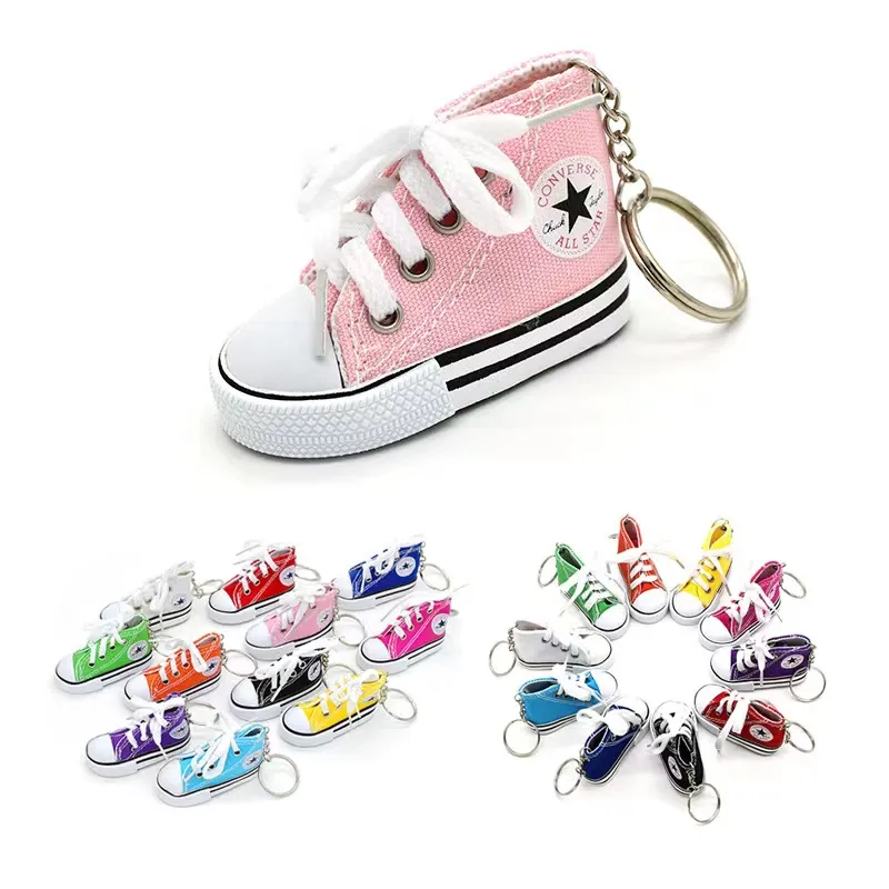 Creative key chains mini high top canvas shoes keyring simulation pendant creative DIY advertising bag pendants