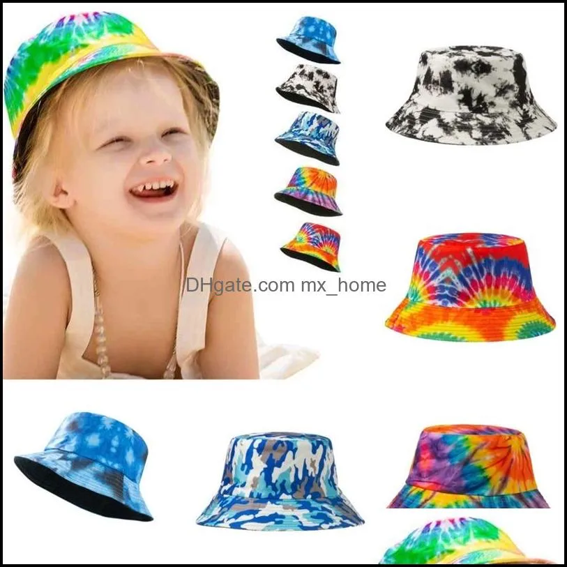 Barn sommardesigners hatt slips färg skopa fiskare kepsar pojkar flickor regnbåge färg snapback boll kepsar strand sport visir för utomhus cykel dr