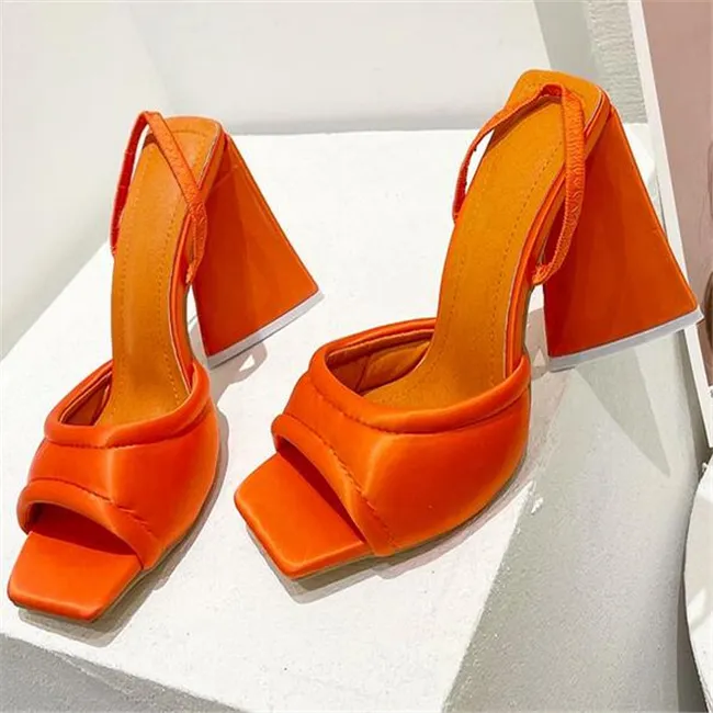 Fashion Women Sandals Summer Triangle High Heel Sexy Satin Soft Padded Party Shoes Comfort Runway Back Strap Dress Sandals