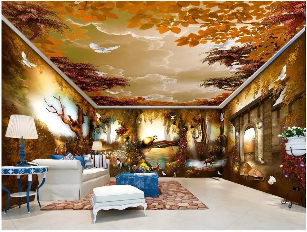 Wallpapers 3d Room Wallpaper Custom Po Autumn Fairy Forest Dream Animal Kingdom Whole House Wall Murals For Walls 3 DWallpapers