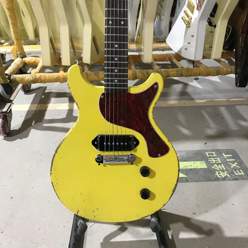 Custom 1959 Junior DC TV Yellow Cream RelicElectric Guitar One Piece Mahogany Body & Neck