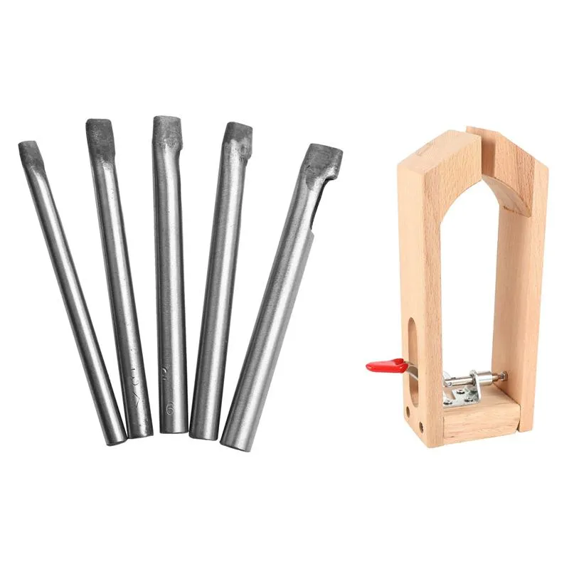 Professionellt handverktyg sätter 5st Leather Craft Puncher Flat Hole Punch Maker Cutter Chisel med kvarhållande klipp träverktyg Professional