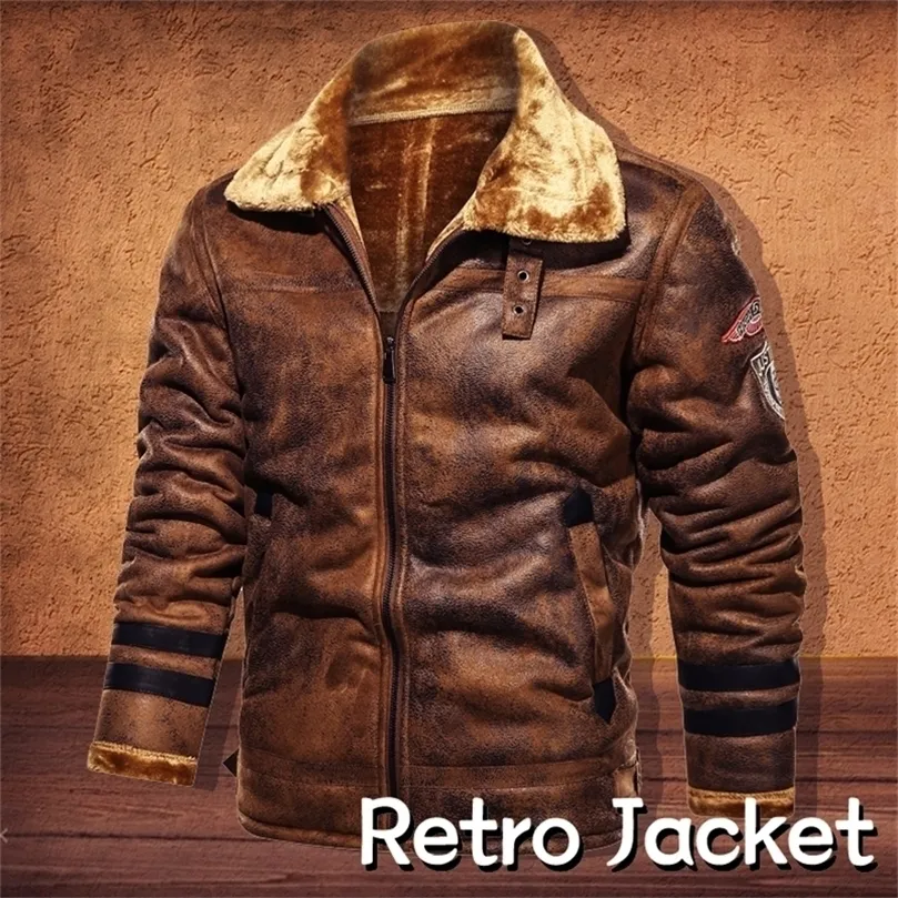 Hommes Veste D'hiver En Daim Veste En Cuir Hommes Velours Super Chaud Manteau Outwear Fourrure Vintage Moto Veste Plus La Taille 4XL 201218