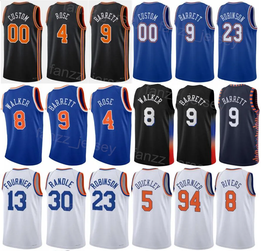 Draft Pick Sérigraphié Basketball Trevor Keels Jersey Ousmane Dieng Julius Randle 30 RJ Barrett 9 Derrick Rose 4 Evan Fournier 13 Mitchell Robinson 23 Respirant