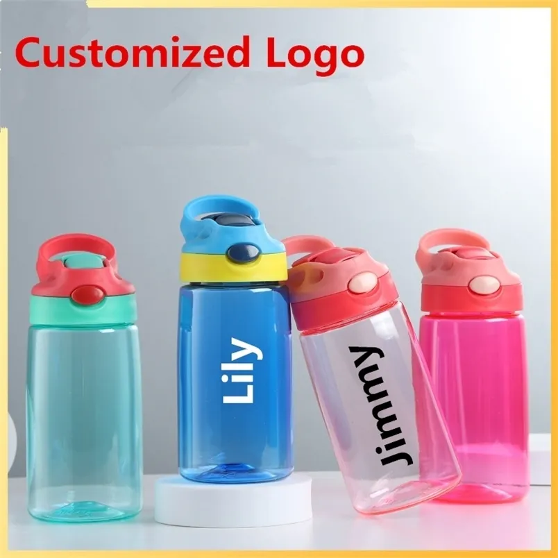 Wholesale Child Water Bottles Portable Outdoor Safety PC Plastic A Free Students Girl Gift 480ML Drinking Cup Customized 220706