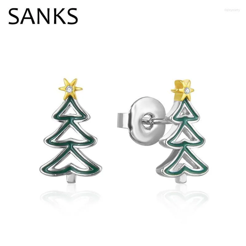 Stud SANKS Boucles d'oreilles d'arbre de Noël d'étoile drôle pour femmes filles cadeau de fête de Noël émail accessoires mignons bijoux de mode E Dale22