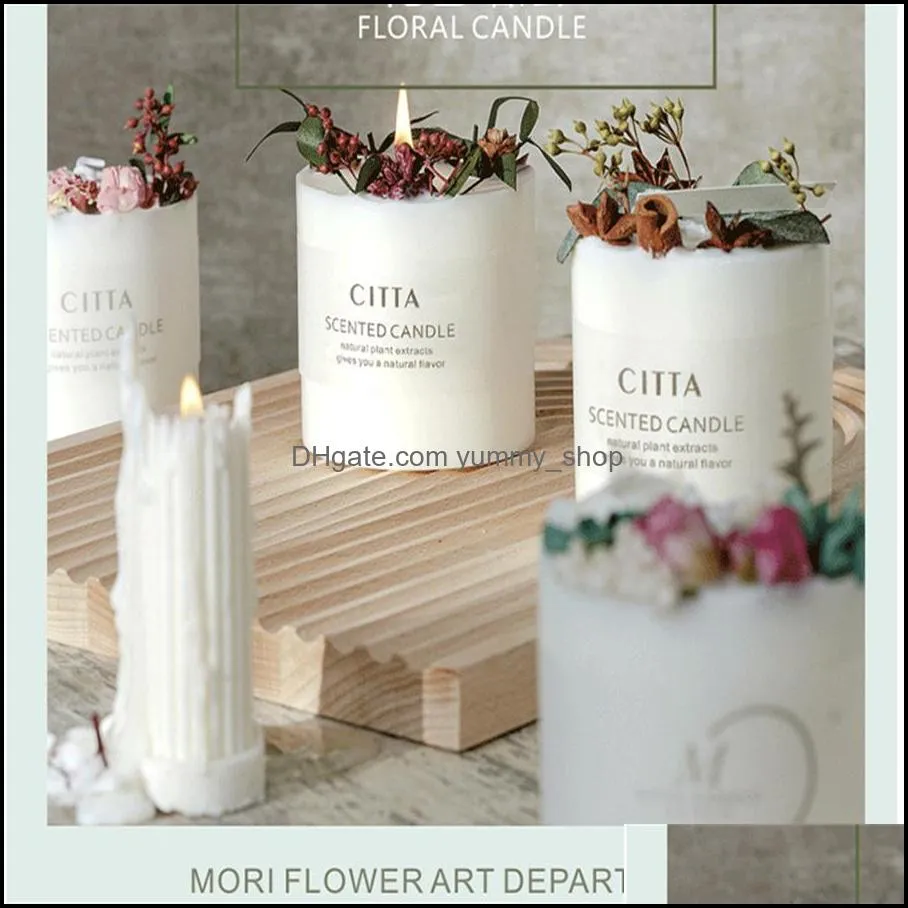 Candles Home Decor Garden Bedroom Essential Oil Fragrance Set Mori Gift Box Mothers Day Dried Flowers Aromatherapy Candle Wholesale Drop D