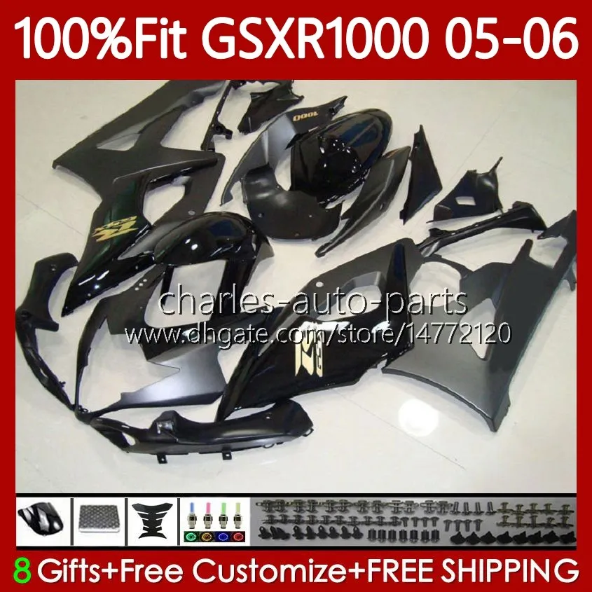 OEM Moto Ciało dla Suzuki GSXR 1000 CC K5 GSX-R1000 2005 2006 Nadwozie 122NO.77 GSXR-1000 GSXR1000 1000CC 05 06 GSX R1000 05-06 Wtrysk Morski Wróżki Zestaw Czarne