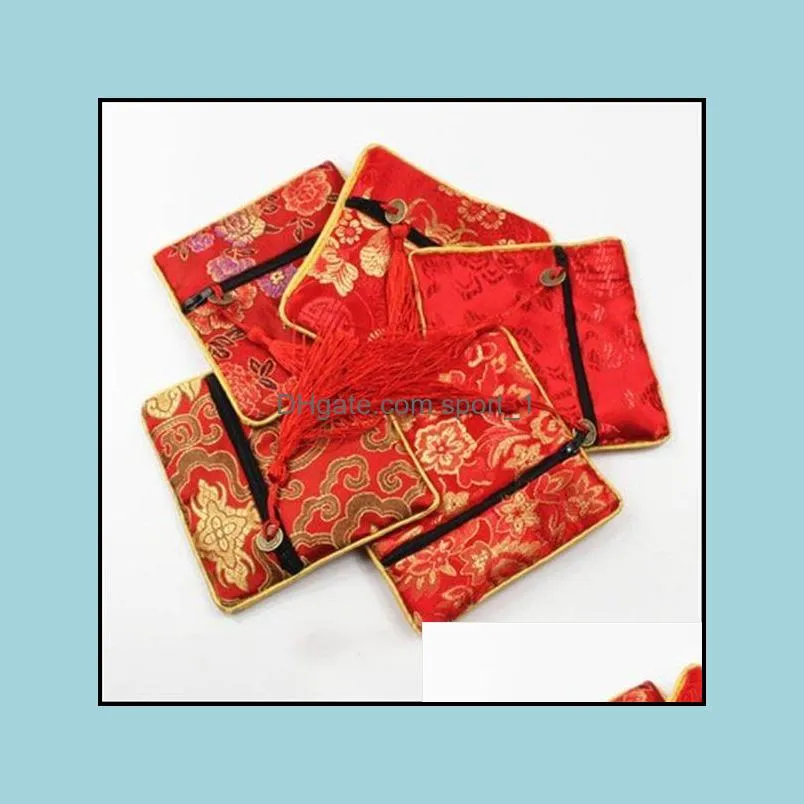 jewelry pouch real silk silks and satins small packing buddha beads bag tassel brocade bags 24pcs/lot