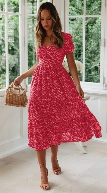 Vintage Floral Floral ruffle maxi dress with Sleeves and Square Collar for Summer Beach and Casual Wear - Vestidos festa 220427 Vintage Floral Floral ruffle maxi dress with Sleeves and Square Collar for Summer Beach and Casual Wear - Vestidos festa 220427
