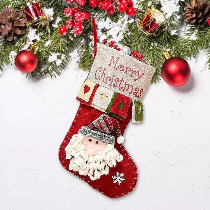 مفاجأة ليانليان عيد الميلاد الجوارب للجنسين فاخر البوليستر عيد الميلاد شجرة الحلوى حقيبة أولد مان موقد الهدايا