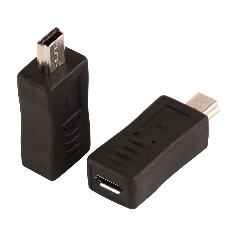Black Mini 5pin Male to Micro USB Female Connector Adapter Adapter Converter Adapter