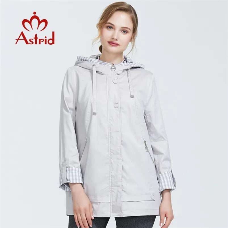 Astrid Autumn new arrival woman plus size short trench coat for women with a hood warm thin coat with zipper AS 9013 LJ201021