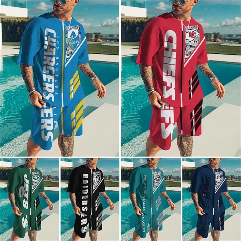Men Tracksuit 2 Piece Set Summer Overized T Shirt Set O Neck 3D Printed Fashion Casual Shorts Harajuku Clothes Streetwear 220613