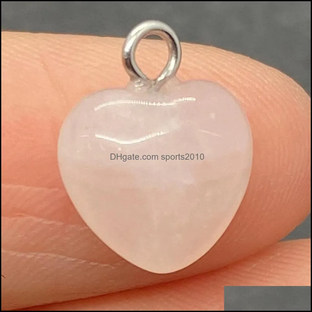 10mm mini natural crystal agate stone love heart charms rose quartz pendants trendy for jewelry making sports2010