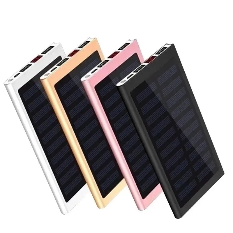 Banque d'énergie solaire 20000mah 2 USB batterie externe LED Portable Powerbank téléphone Portable chargeur solaire pour téléphones intelligents
