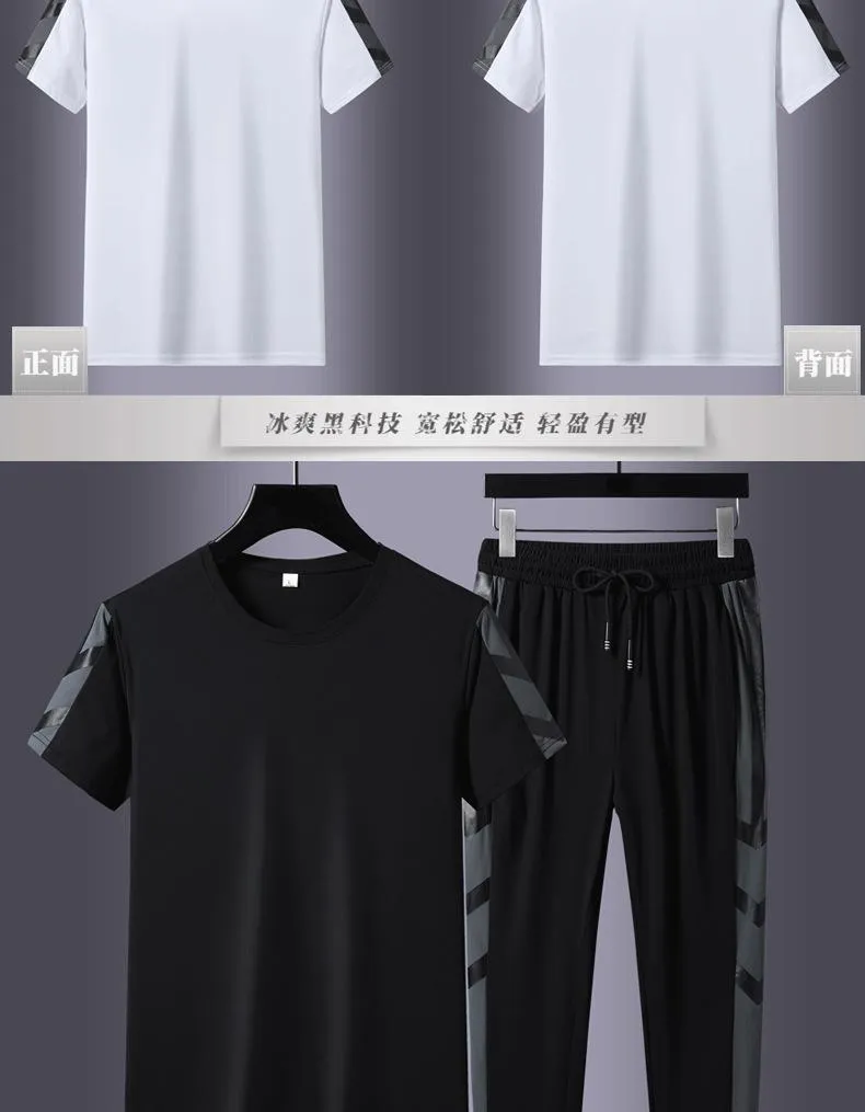 Traccetti da uomo Abito sportivo in seta ghiacciata per pantaloni casual a maniche corte estate Versione coreana coreana Cool branchivo di grossisti traspiranti