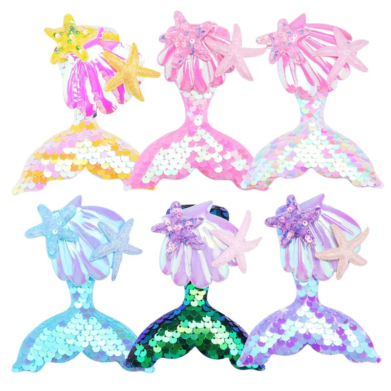 Bebê de penteado sereia cauda lantejoulas de estrela do mar de animais Design Kids Acessórios para cabelos Barrettes Gift do Dia Infantil 1 66xt E3