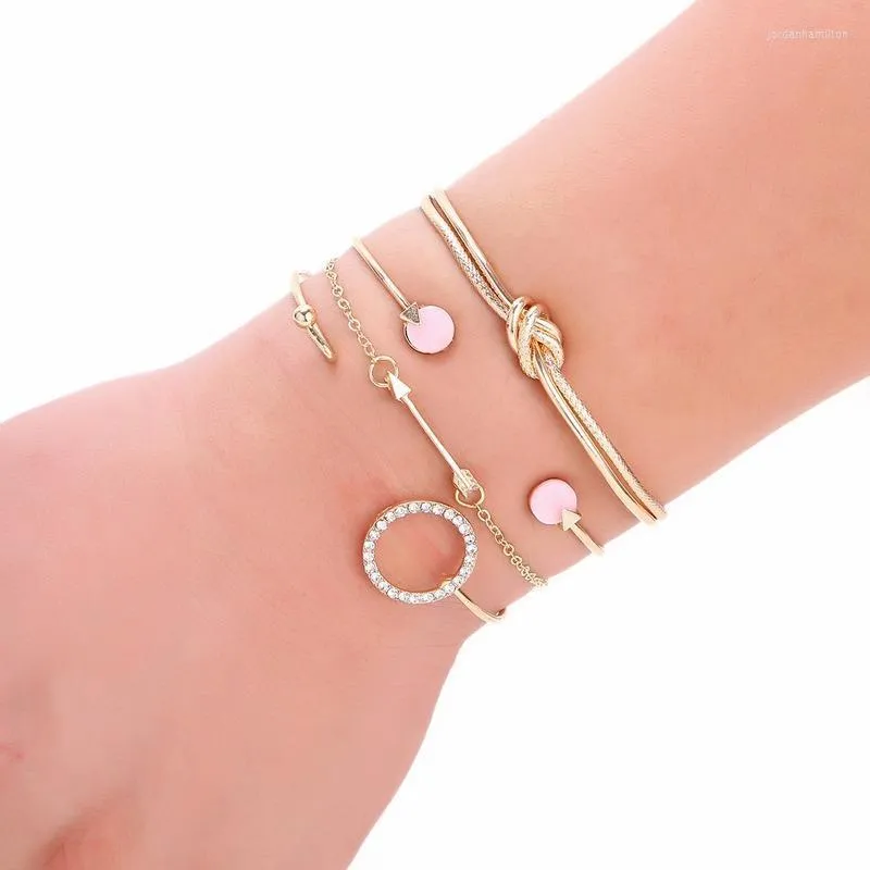 Poudre résine ronde alliage flèche creux Zircon Bracelets été bracelet cadeau pour femmes bijoux 2022 goutte lien chaîne