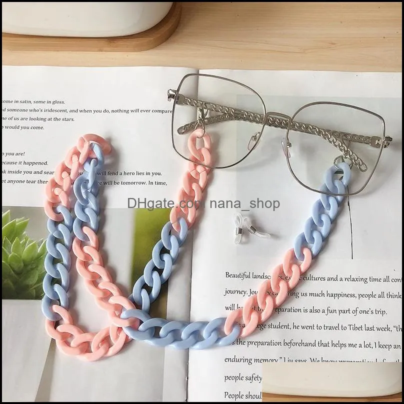 Eyeglasses Chains Eyewear Accessories Fashion Candy Color New Acrylic Long Chain Blue Contrast Glasses Hanging Neck Lanyards Sunglasses Dr