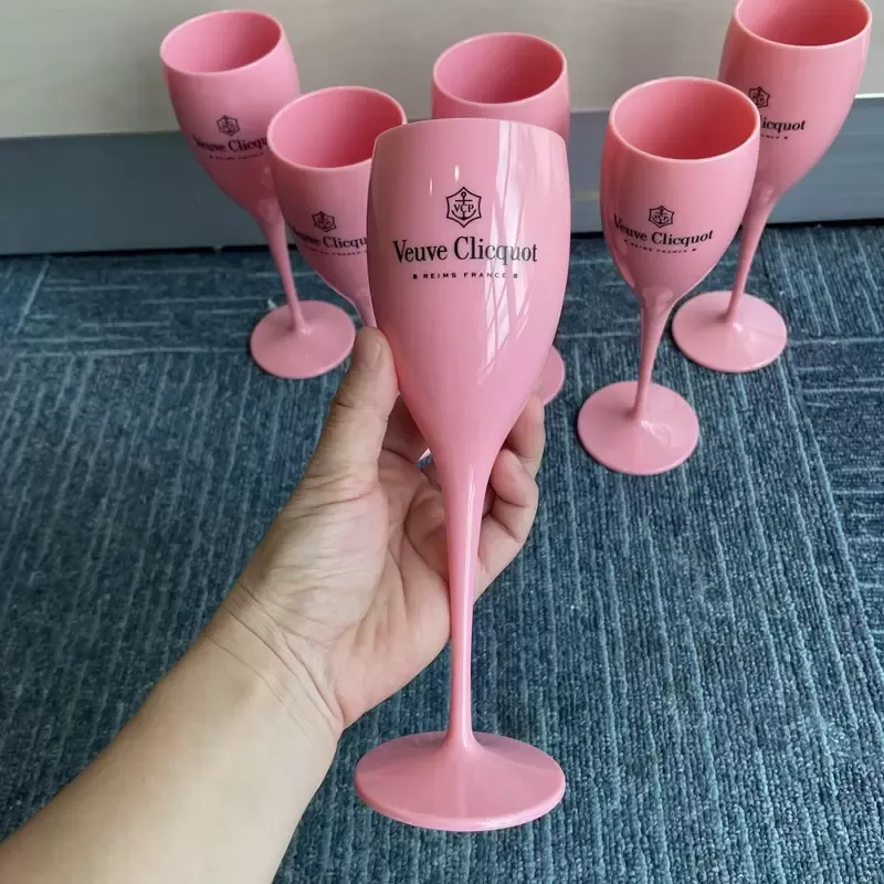 Flickor Pink Plastic Ving Glasses Party Unbreakable Wedding White Champagne Cocktail Flutes Goblet Akryl Eleganta Cups Moets Chandon Champagnes Drinkware