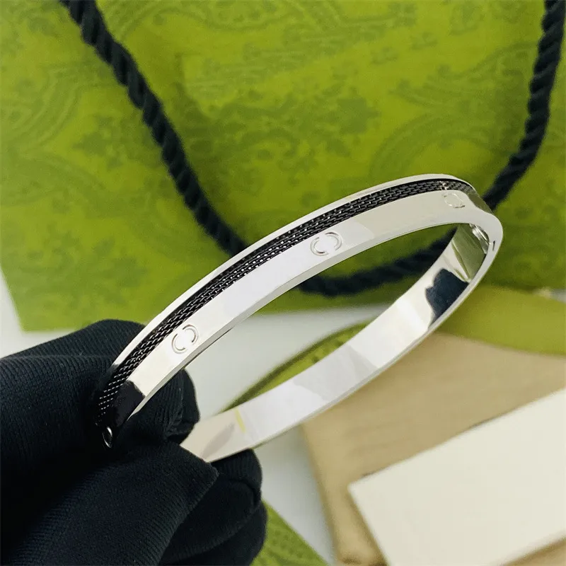 roségouden armbanden voor dames ontwerper armband bangle sieraden ontwerpers honkbal zwart netwerk hand touw unisex titanium staal mode paar zilveren armband
