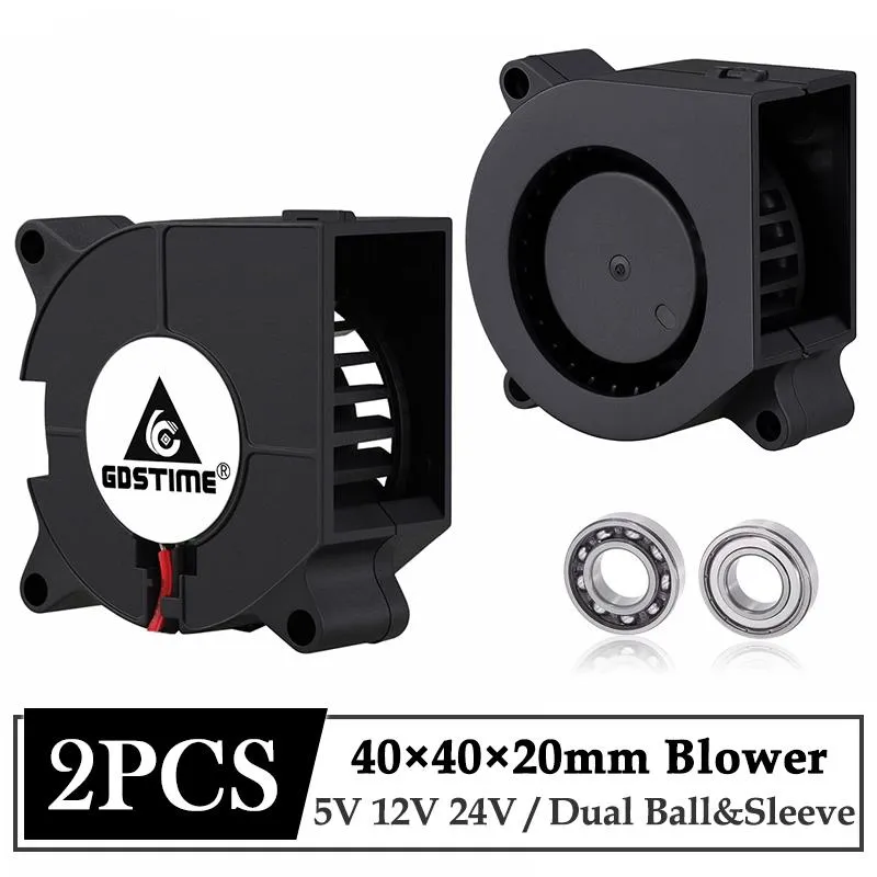 Fãs de resfriamento de 2pcs/lote gdstime dc 5v 12v 24V 40mm 40mmx40mmx20mm rolamento de esferas dual rolamento 3D Fan de resfriamento 4cm 4020b Blower FA FA FA