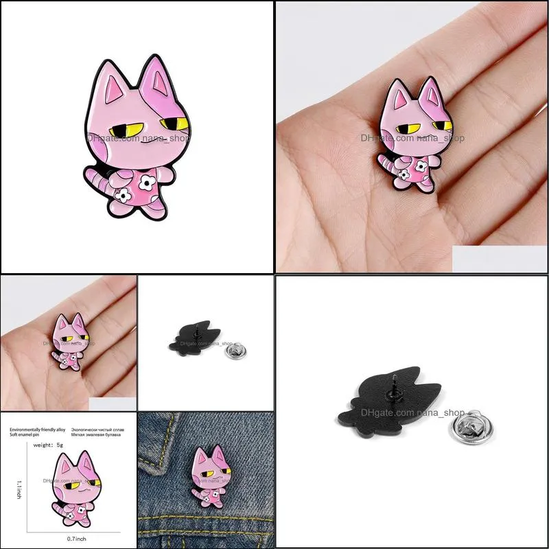 Cat Enamel Pin Custom Pink Dress Kitten Brooches for Shirt Lapel Bag Cartoon Badge Animal Jewelry Gift for Kids Friends