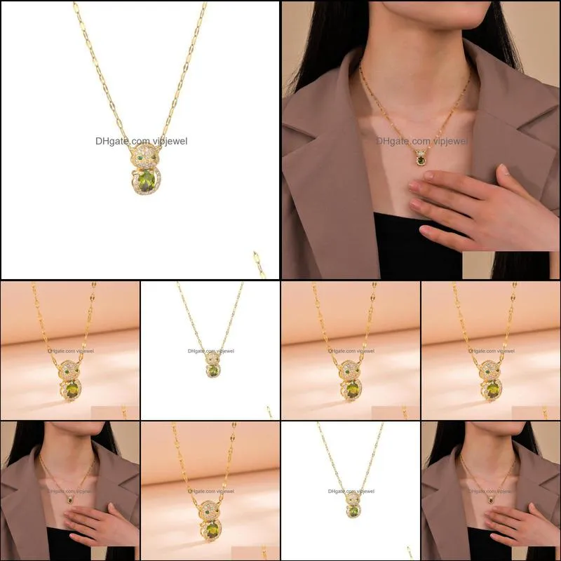 pendant necklaces fashion love crystal cat necklace natural full animal jewelry for women valentines day gift koreanpendant