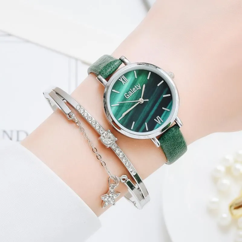 Wristwatches Women Bracelet Watches Set GAIETY Brand Simple Design Green Dial Leather Ladies Casual Dress Clock Quartz WatchWristwatches