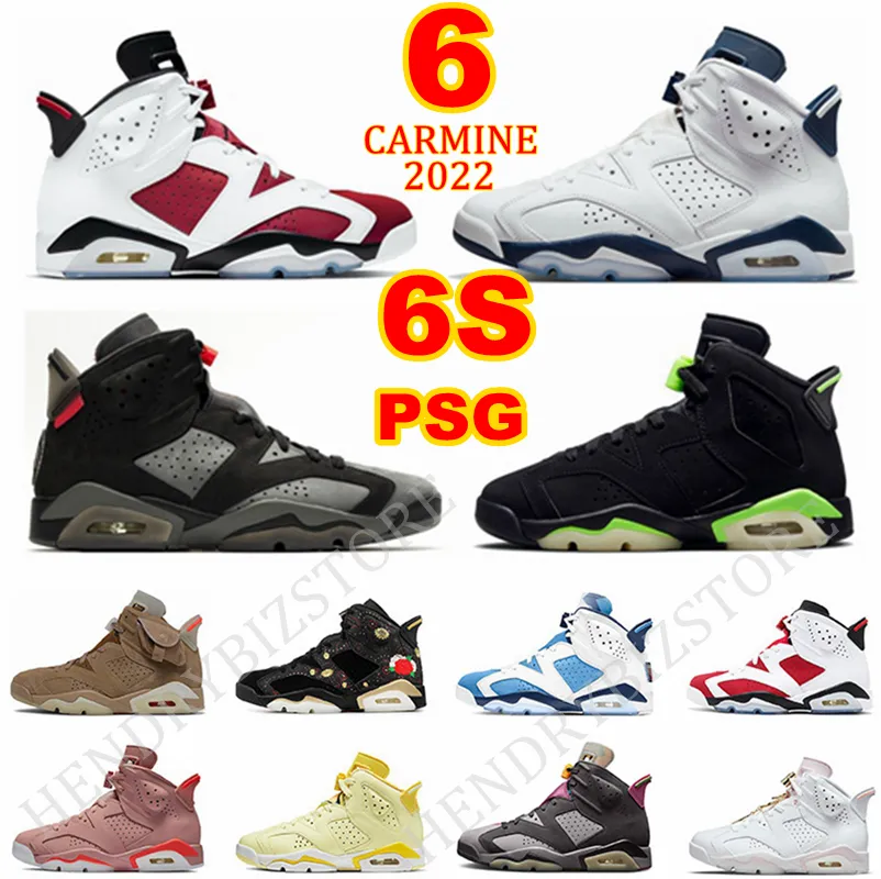 Carmine 6s Mindnight Blue Electric Green Basketball Shoes Hare Oreo Triple Black Cat Flint Tinker Mint Foam Sports Sneakers Gold Hoops Bunny Floral Trainers With Box