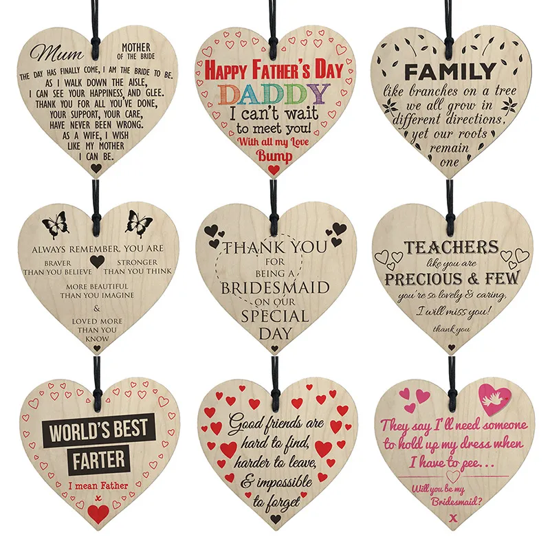 Handgemaakte houten liefde hartvormige bruiloft vakantie decoraties scrapbooking hout ambachten DIY verjaardagsfeestje benodigdheden W0