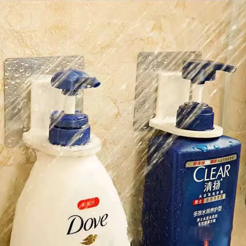 Wandgemonteerde shampoo fles plank transparante ringvormige naadloze geperforeerde haak douchegel fles haakhouder badkamervoorraad