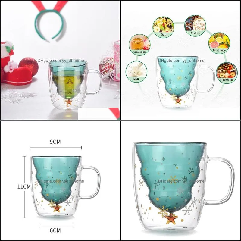 mugs creative glass christmas tree star wish cup high temperature mug double layer custom l gift celebration supplies