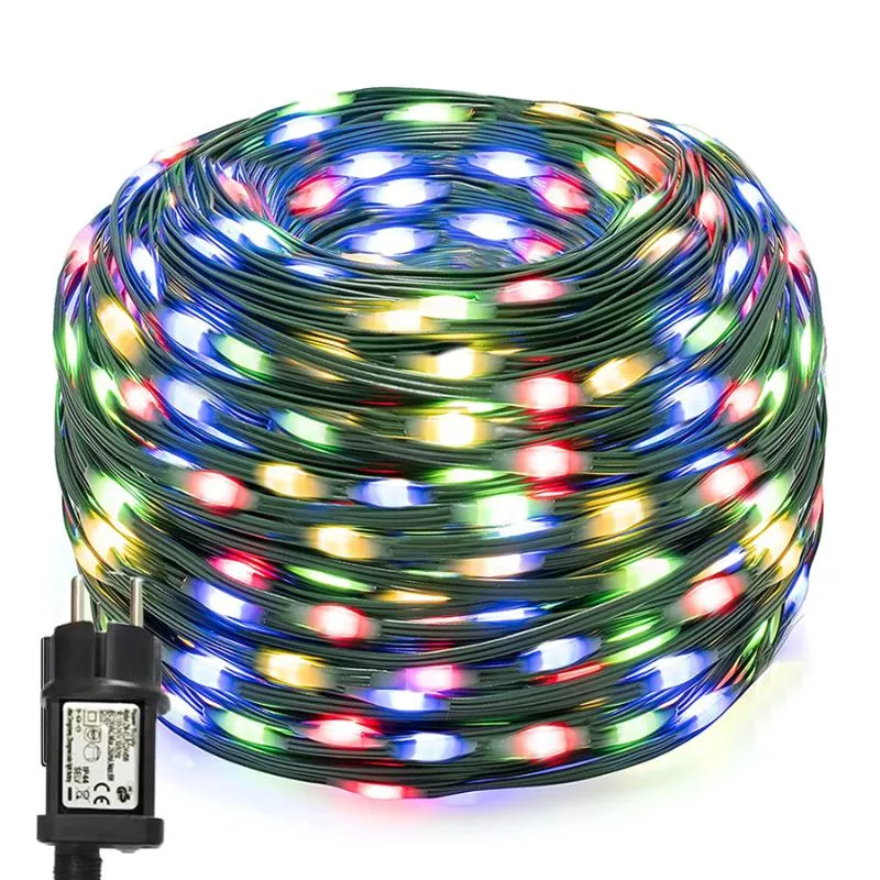 Strings 100/500/800 LED Fairy String Lights Outdoor Christmas Rope Light Green PVC Koperdraad Garland Plug -in voor vakantiedecorled