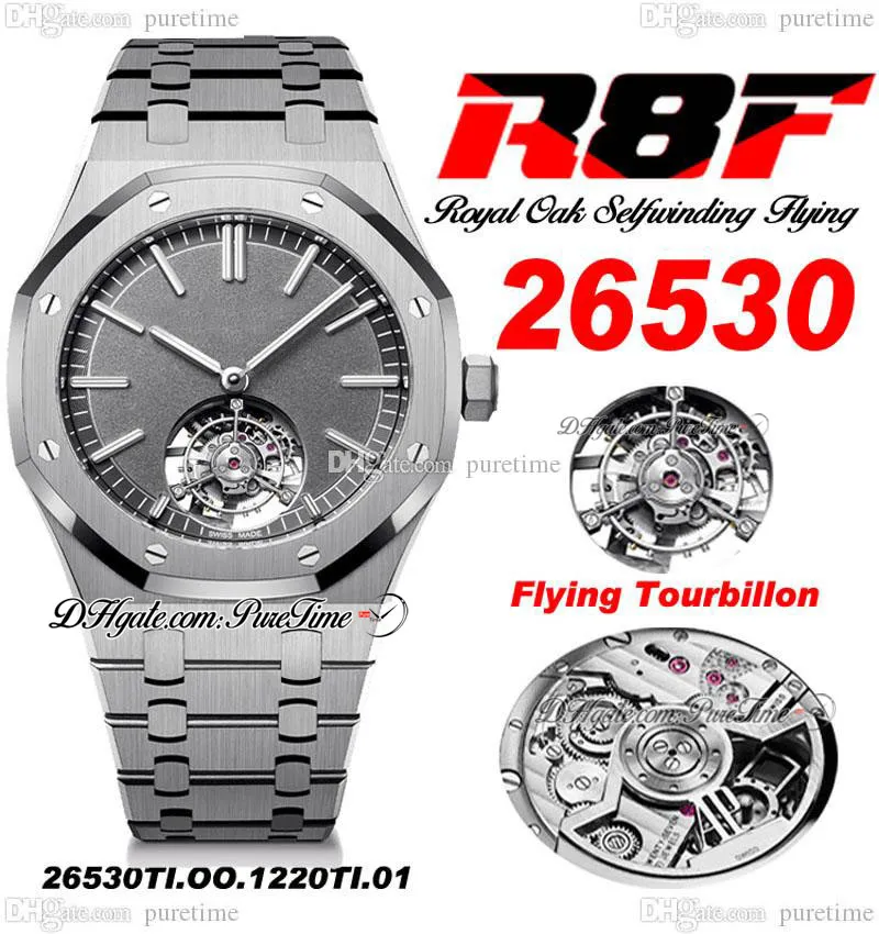 R8F V3 Flying Tourbillon A2950 Automatische heren Watch zelfwindende 2653 extra dunne 41 mm Sihh leisteen grijze wijzerplaat roestvrijstalen armband 2022 Super Edition PureitMe A1