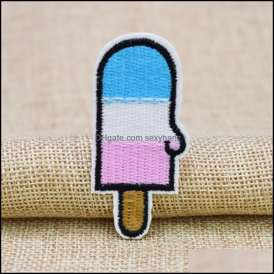 10 pcs color ice cream badgees for clothing iron embroidered applique iron ones sewing accessories for clothes