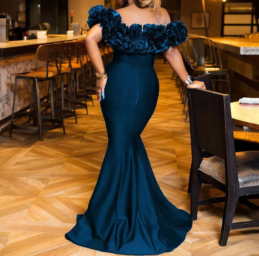 Black Girl Sequined Mermaid Evening Dresses Sexy Mermaid African Aso Ebi Sparkly Sequined Black Girls Plus Size Prom Dress 2022 Gala Gowns