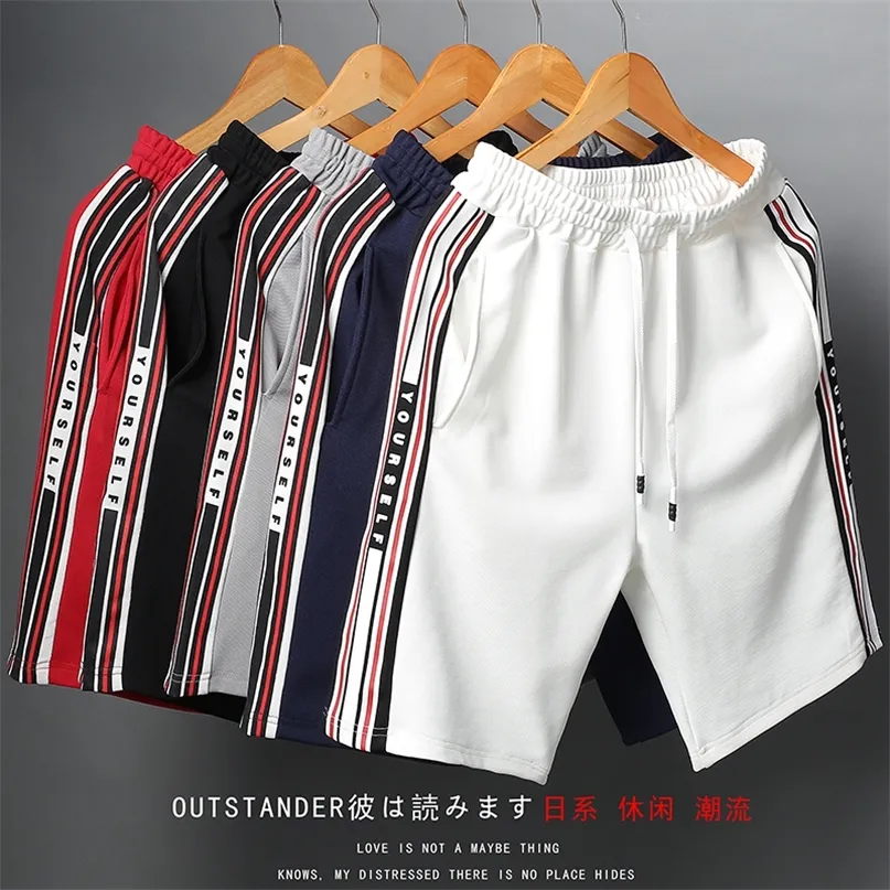 KKSKY Pantalones cortos a rayas para hombres Moda de verano Estilo japonés Poliéster Correr Deporte para hombres Casual Bermuda Masculina 220425
