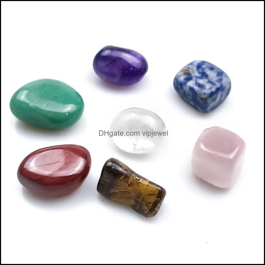 7 chakra set reiki natural stone crystal stones polishing rock quartz yoga energy bead chakra healing decoratio vipjewel